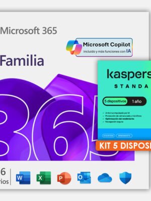 Familiar + Standard 5PC Ch Microsoft 365 Familiar Suscripcion 12 Meses + Kaspersky Standard 5 Dispositivos