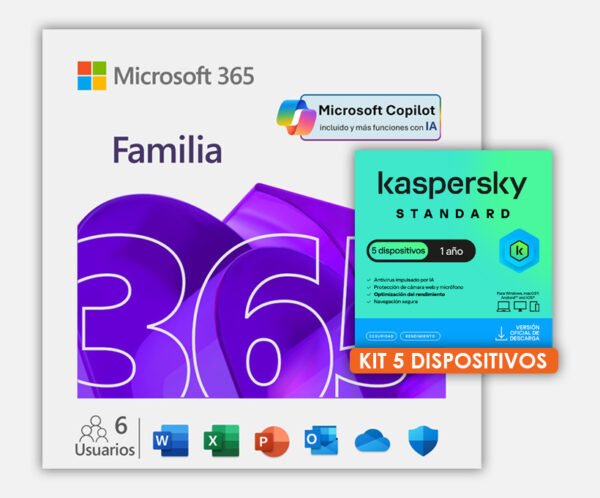 Familiar + Standard 5PC Ch Microsoft 365 Familiar Suscripcion 12 Meses + Kaspersky Standard 5 Dispositivos