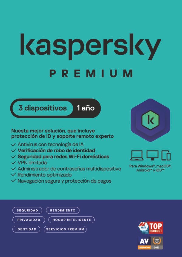 Premium 3D 1A Kaspersky Premium 3 Dispositivos 12 Meses
