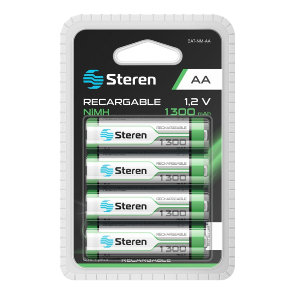 Steren Paquete De 4 Pilas Recargables Aa Nimh 1300 Mah