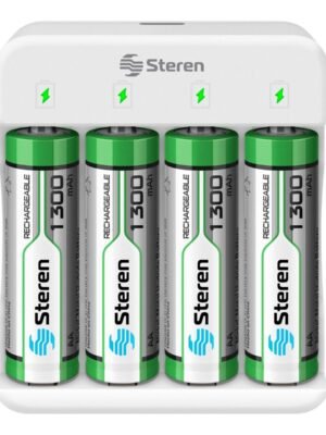 Steren Cargador inteligente de pilas “AA” y “AAA” con 4 pilas AA - Tipo C