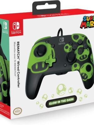Control Alambrico Pdp Para Nintendo - 1-UP Glow in the Dark Toad