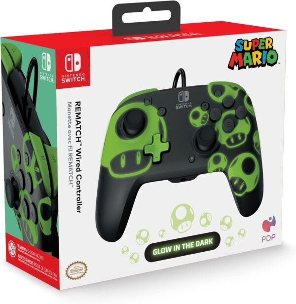 71u1LbC0btL._AC_SL1500_ Control Alambrico Pdp Para Nintendo - 1-UP Glow in the Dark Toad